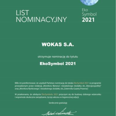 Nominacja do tytułu „EkoSymbol 2021”